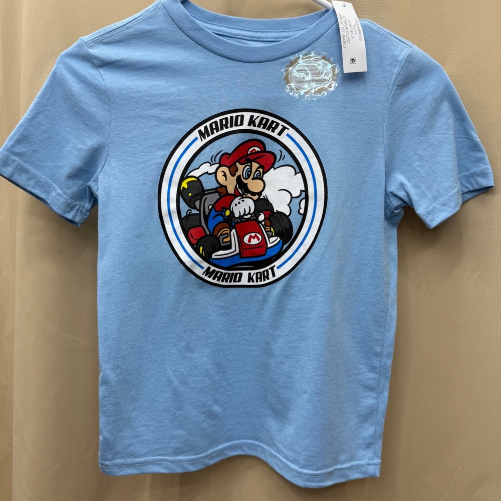 Nintendo Mario Kart Kids Light Blue Graphic T-Shirt Size S 6/7 New GTSM027GYSC